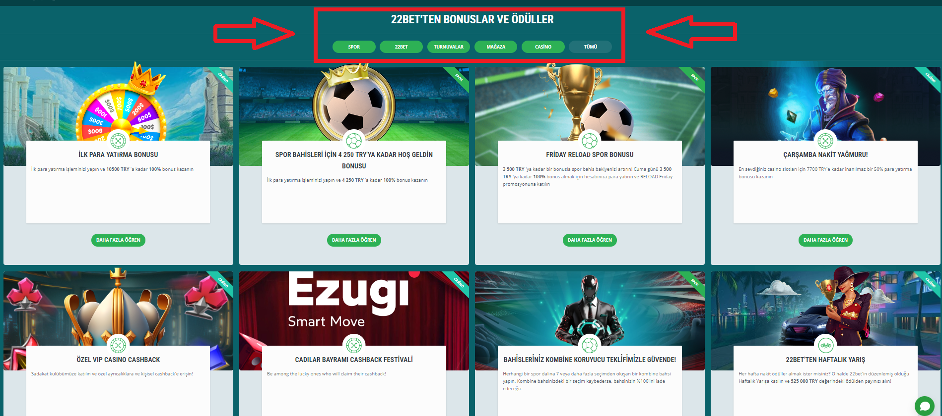 22Bet Bonus ve Promosyonlar