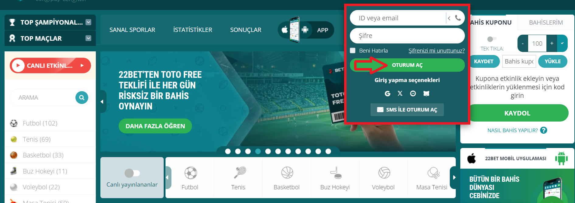 22Bet Sitesine ve Kişisel Hesaba Giriş Yapma