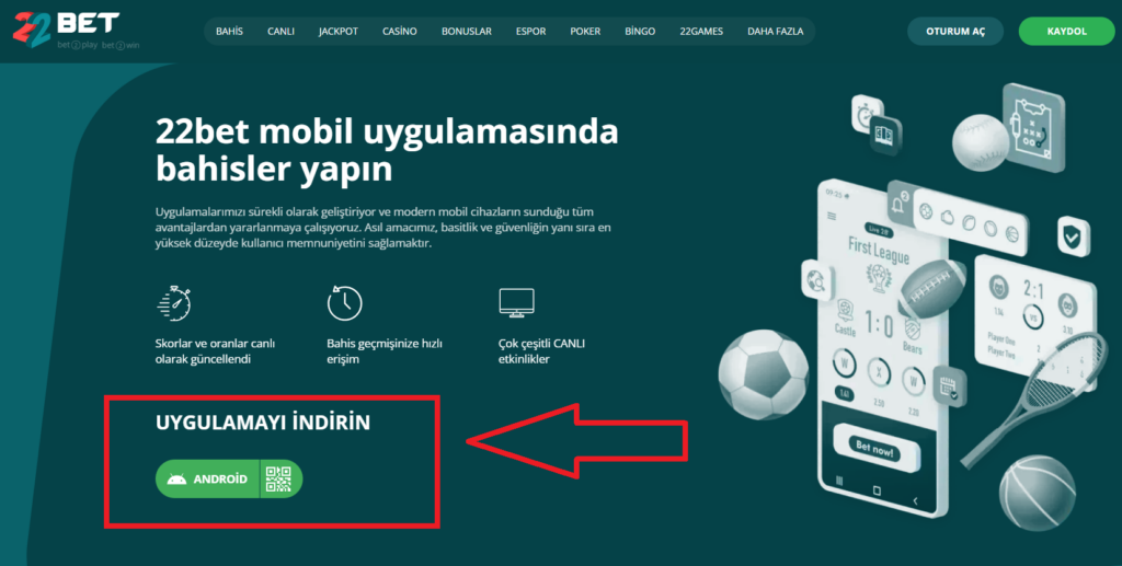 22Bet Mobil Arayüz ve Tasarım Özellikleri